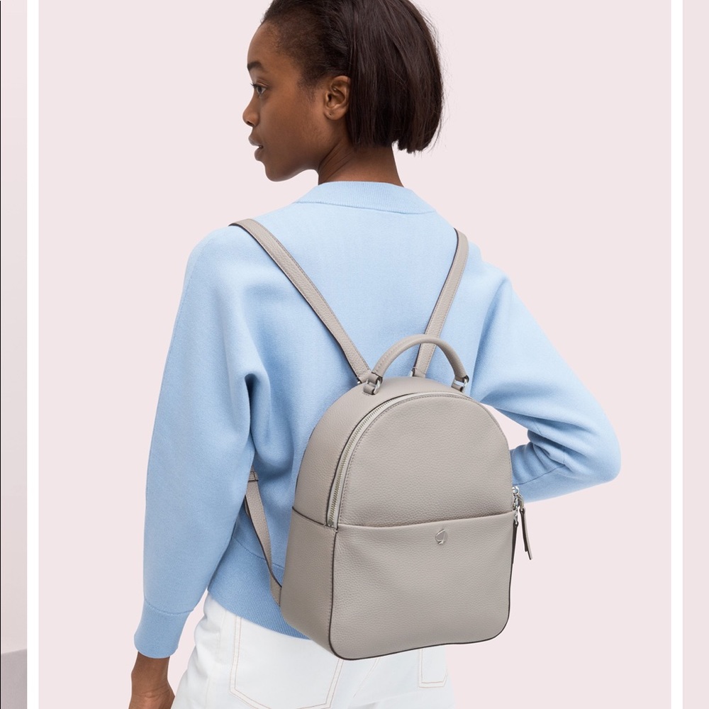 🔥SALE🔥 KATE SPADE TAUPE MEDIUM LEATHER BACKPACK - Picture 8 of 8